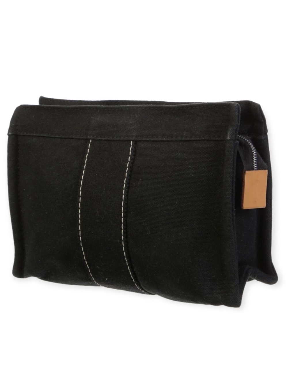 HERMÈS Cosmetic Pouch Toile Fourre-Tout Make Up Bag Black Canvas